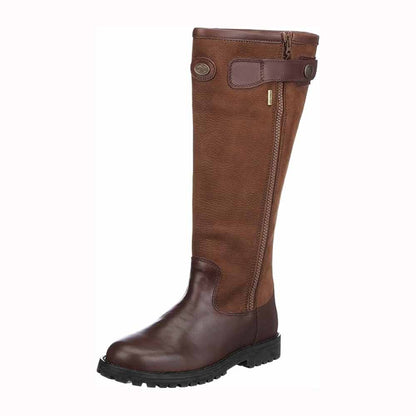 sd-hk unisex faux leather riding boots in brown with a side zipper for easy wear