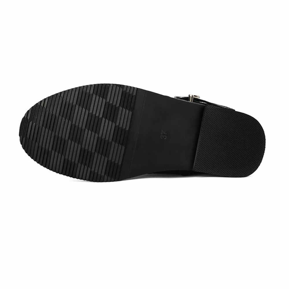 Bottom view of sd-hk unisex flat high top boots showcasing the textured sole for enhanced grip