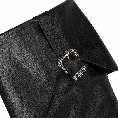 Unisex flat high top boots by sd-hk featuring a stylish buckle detail and sleek black design