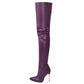 Women Zip Thigh High Over Knee Boots Pointy Toe Stiletto High Heels Party Shoes