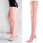 Women Zip Thigh High Over Knee Boots Pointy Toe Stiletto High Heels Party Shoes