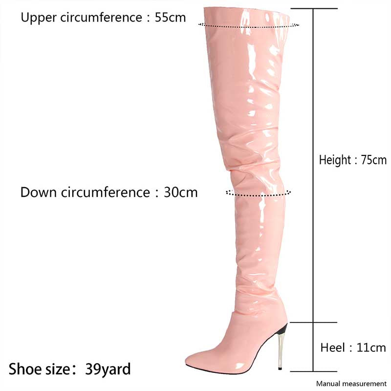 Women Zip Thigh High Over Knee Boots Pointy Toe Stiletto High Heels Party Shoes