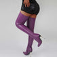 Women Zip Thigh High Over Knee Boots Pointy Toe Stiletto High Heels Party Shoes