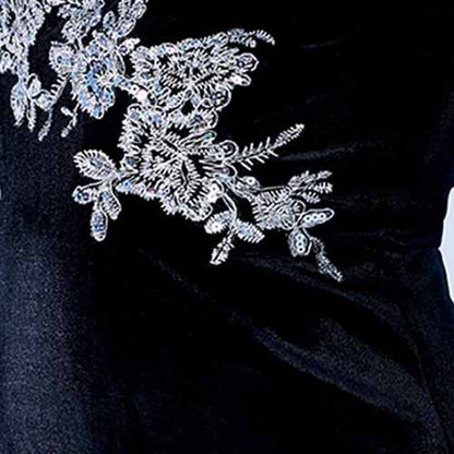 Long Sleeve Velvet Prom Dress Backless Long Evening Dress Ball Gown Event Dress