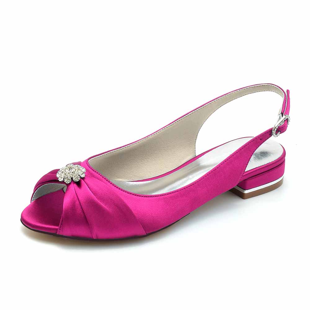 TC pink low heel formal flats for weddings with decorative embellishment and open toe design