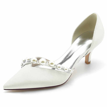 Elegant TC wedding shoes with a pointed toe and pearl detailing for a sophisticated bridal look
