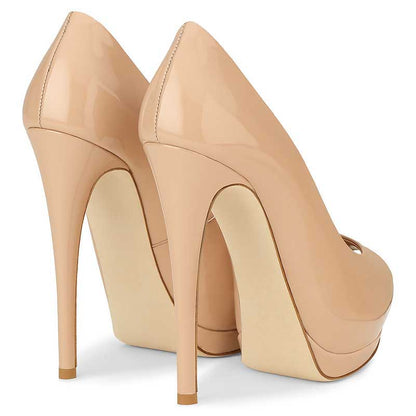 Stylish SD Dresscode women's peep toe pumps for weddings in nude with high heel design
