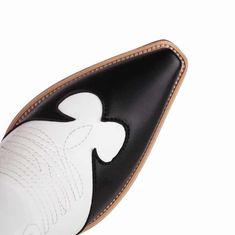 Vintage floral western booties women with pointed toe and intricate stitching detail