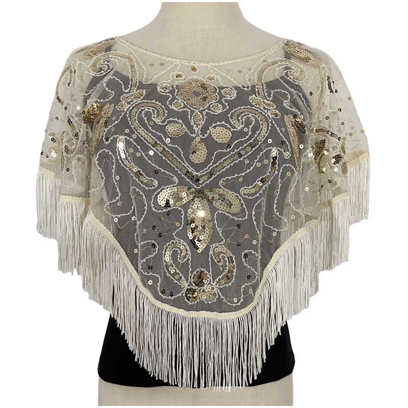 1920s Sequin Beaded Shawl Wraps Evening Cape Scarf for Wedding Prom