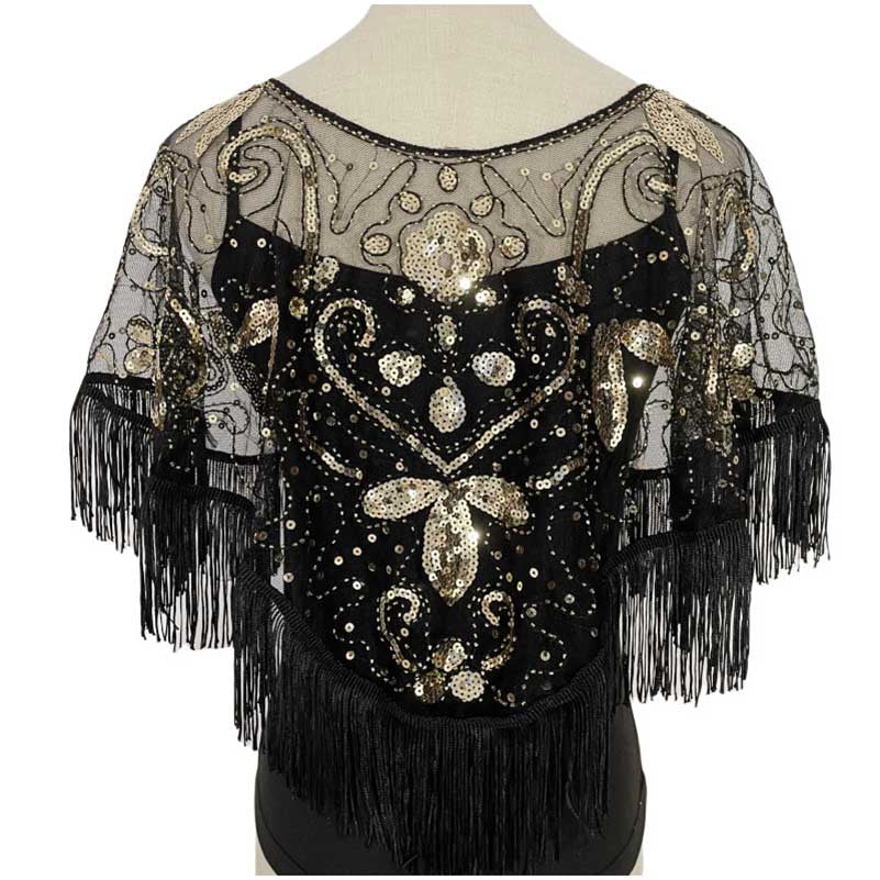 1920s Sequin Beaded Shawl Wraps Evening Cape Scarf for Wedding Prom