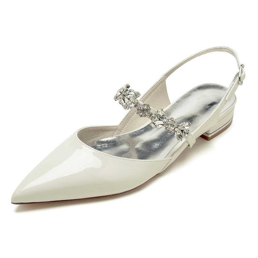 S&DCo. crystal embellished wedding flats with pointed toe and stylish slingback design