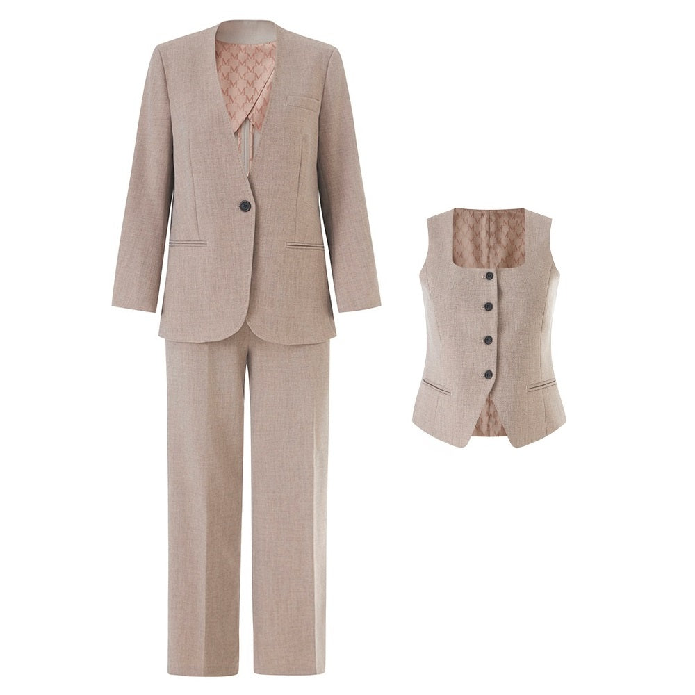 Elegant formal women's vest pantsuit wedding from SD Dresscode features a tailored blazer and pants.
