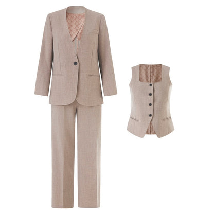 Elegant formal women's vest pantsuit wedding from SD Dresscode features a tailored blazer and pants.