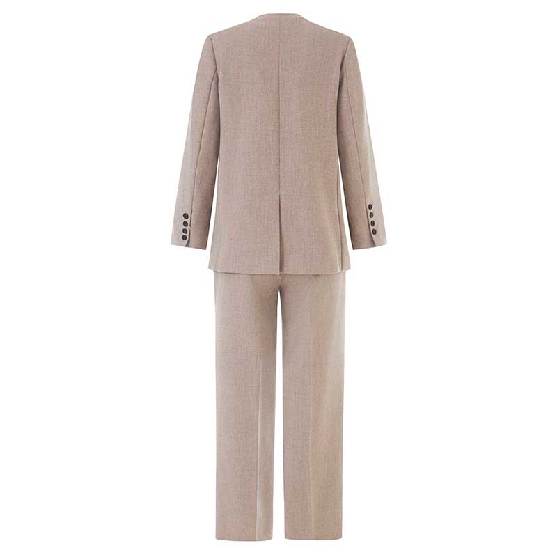 Elegant formal women's vest pantsuit wedding in a light beige hue, perfect for sophisticated occasions