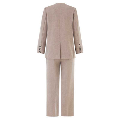 Elegant formal women's vest pantsuit wedding in a light beige hue, perfect for sophisticated occasions