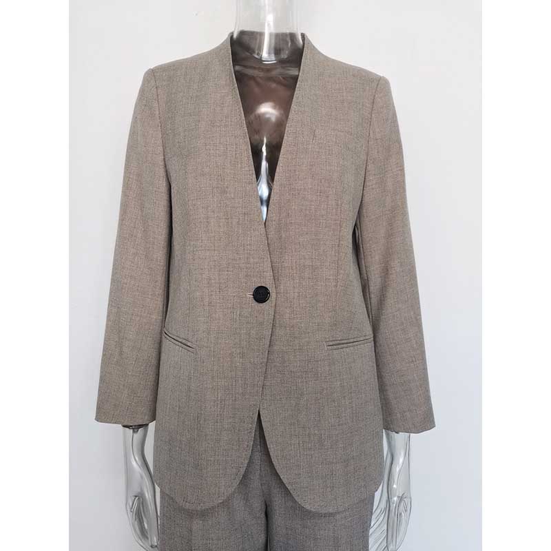 SD Dresscode formal women's vest pantsuit wedding in light brown with blazer and matching pants