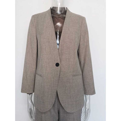 SD Dresscode formal women's vest pantsuit wedding in light brown with blazer and matching pants