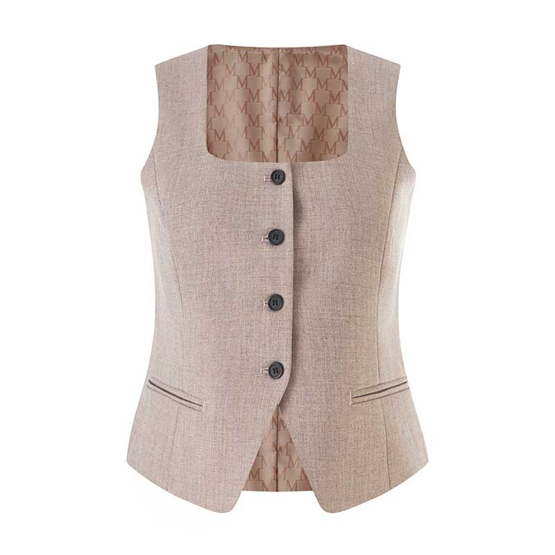 SD Dresscode formal women's vest pantsuit wedding featuring a stylish beige vest with button details