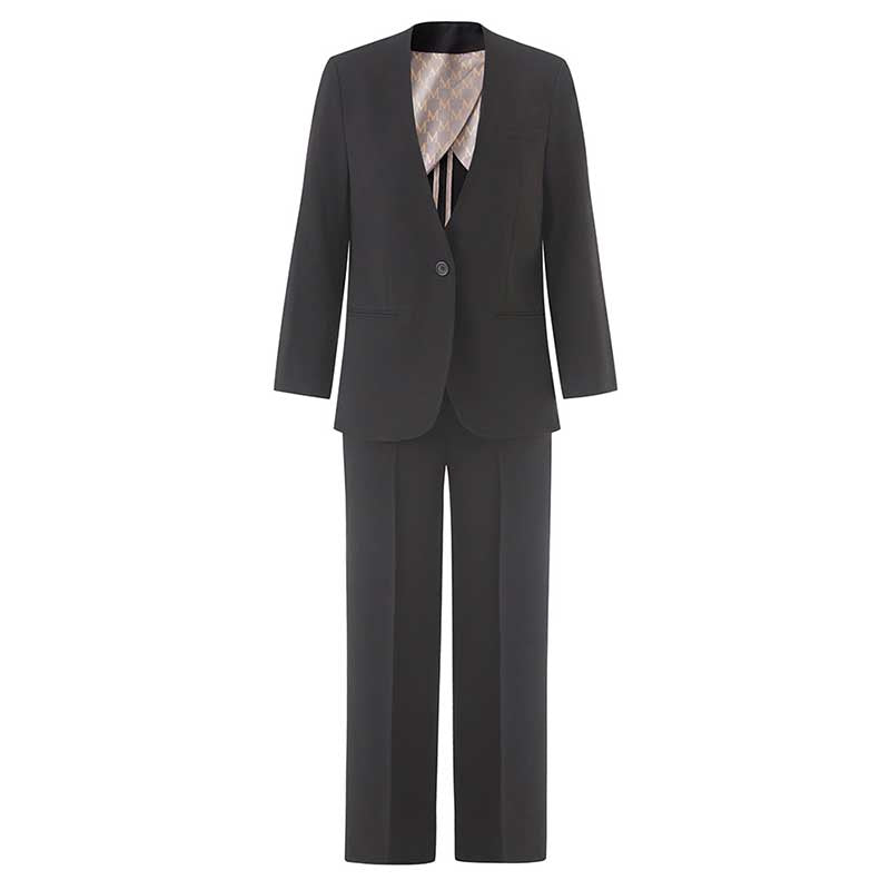 Elegant formal women's vest pantsuit wedding in black with a classic tailored fit