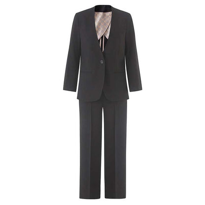 Elegant formal women's vest pantsuit wedding in black with a classic tailored fit