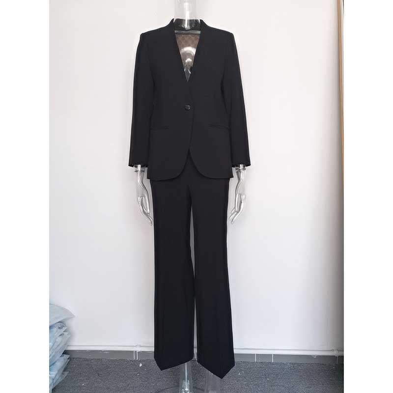 Elegant formal women's vest pantsuit wedding in black with a tailored fit and stylish design