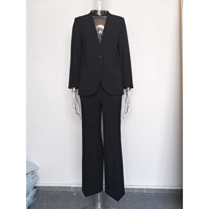 Elegant formal women's vest pantsuit wedding in black with a tailored fit and stylish design