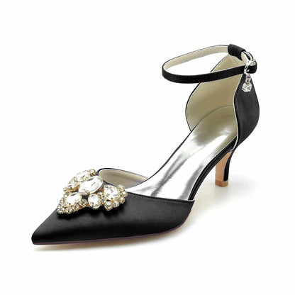 Elegant black TC wedding shoes with jeweled embellishment, perfect heels for a wedding