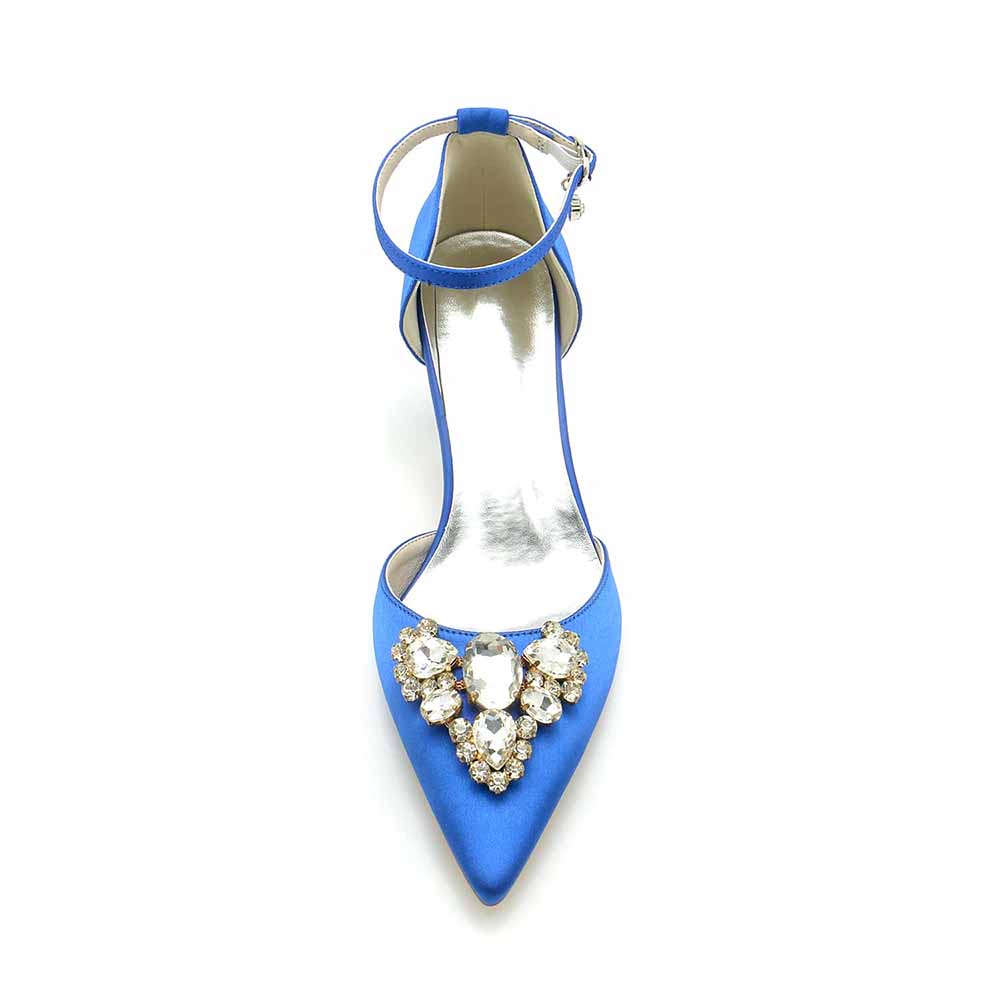 Elegant blue wedding heels with jeweled embellishments for a stylish wedding look