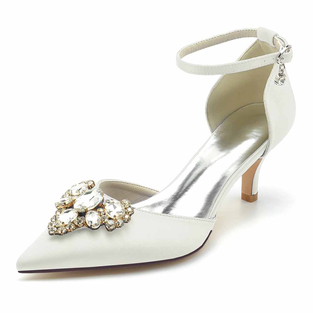 Elegant TC wedding shoes with jeweled embellishment and ankle strap, perfect heels for a wedding