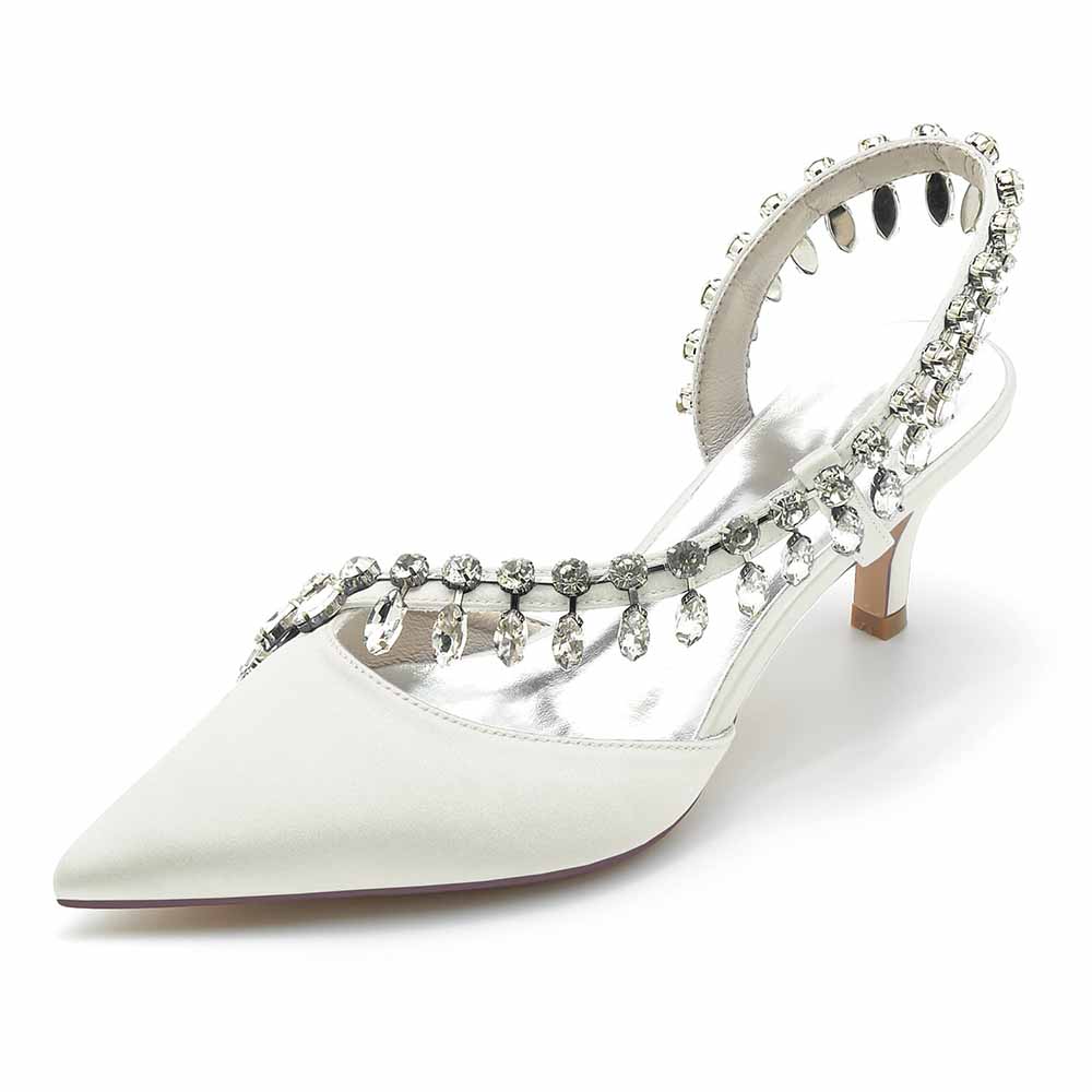 Elegant TC wedding party heels with rhinestone embellishments and a slingback design