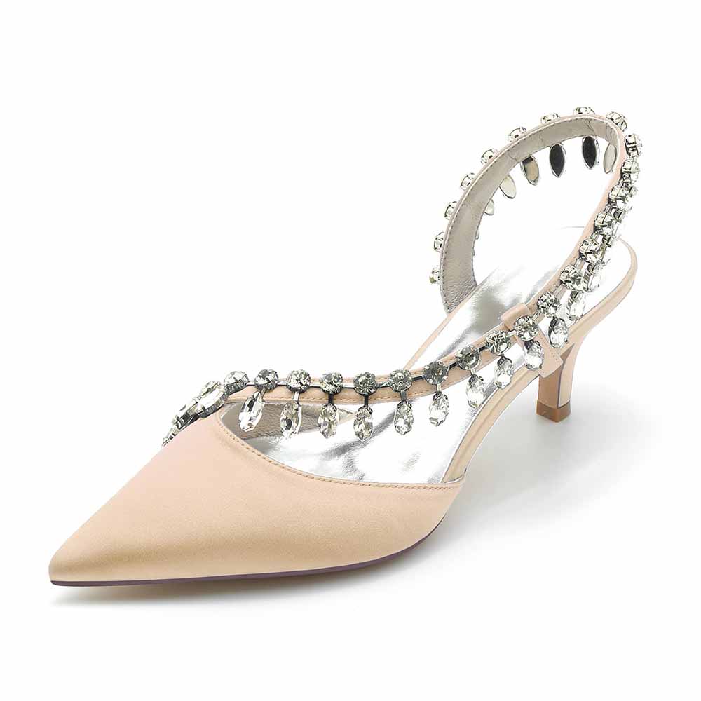 Stylish TC wedding party heels with rhinestone embellishments and a slingback design
