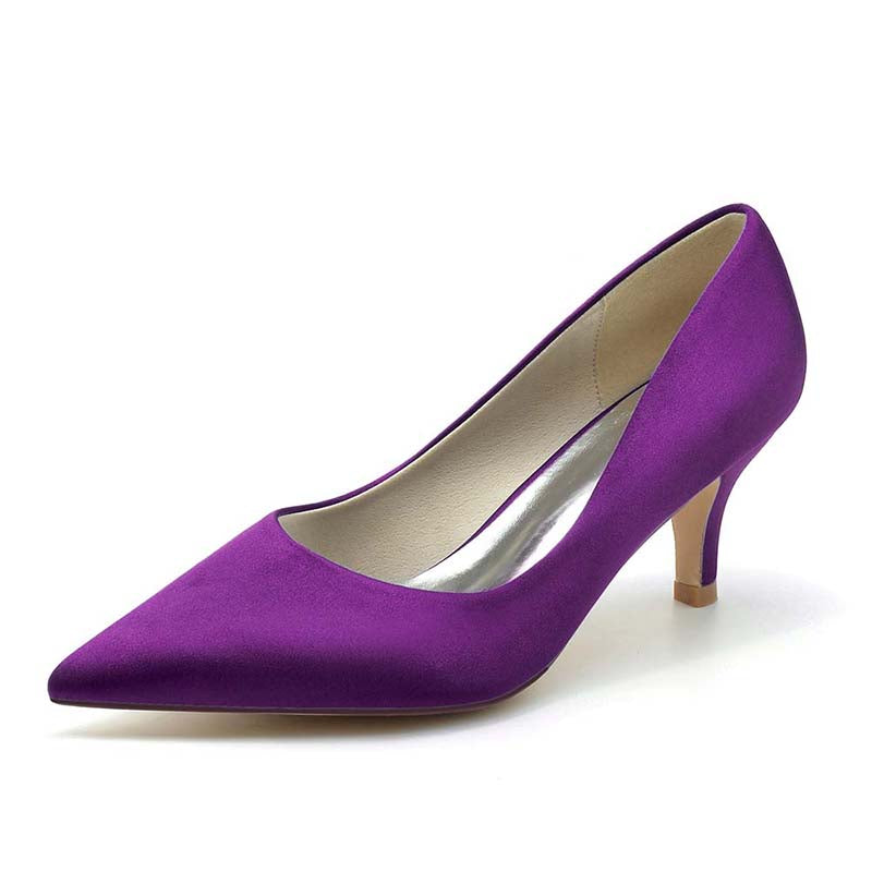 Elegant purple TC wedding party shoes women with a pointed toe and mid-heel design