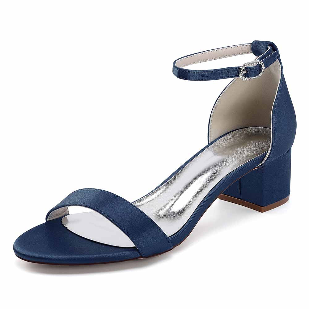 Navy chunky heel wedding sandals with ankle strap and sleek design for stylish brides