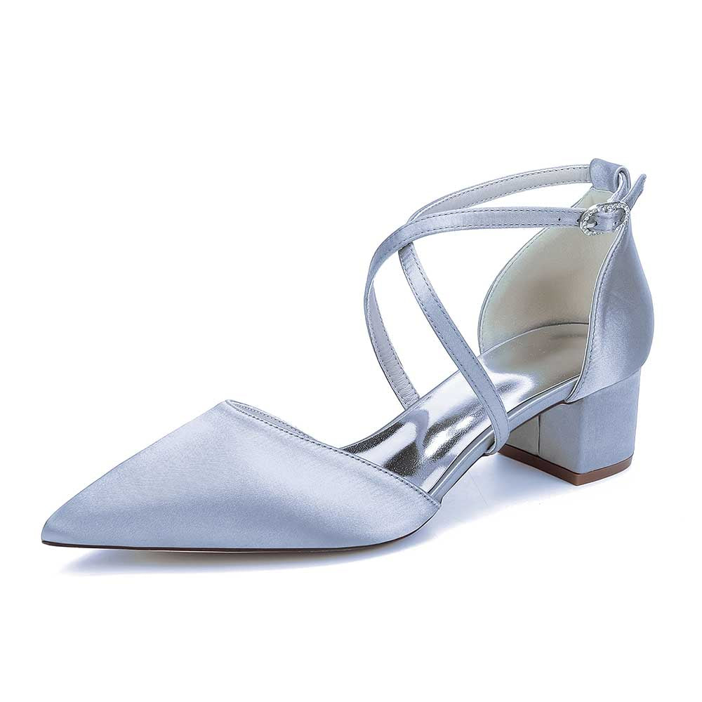 Elegant blue heels with ankle strap, perfect as wedding shoes with ankle strap for brides or guests