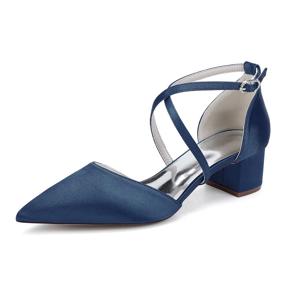 Elegant navy heels with ankle strap, perfect wedding shoes with ankle strap for brides and guests.