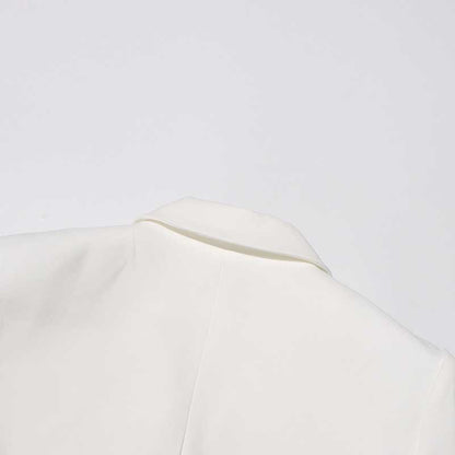 Oversized Blazer with Organza Ruffle Detai One Button Wedding Coat