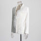 Oversized Blazer with Organza Ruffle Detai One Button Wedding Coat