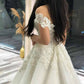 A-Line Princess Scoop Sweep Train Tulle Wedding Dresses