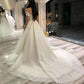 A-Line Princess Scoop Sweep Train Tulle Wedding Dresses