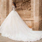 Off-the-Shoulder Sweep Train Tulle Wedding Dresses With Appliques Lace