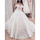 A-Line Princess Off-the-shoulder Sweep Train Lace Wedding Dresses