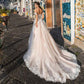 Tulle Sweep Train A-Line Princess Off-The-Shoulder Zipper Wedding Dress With Appliqued