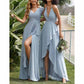 Chiffon Bridesmaid Dresses with Pockets A-Line Long Prom Dress with Slit