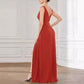 Sleeveless Prom Dress Split Long Bridesmaid Dress Chiffon Maxi Dress