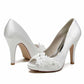 Women's Wedding Shoes Flower Lace Wedding Heels Bridal Shoes Party Satin Shoes