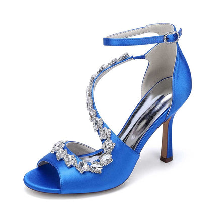 Crystal Cross Strap Sandals Prom Heels Hand-Made Wedding Shoes Dress Heels