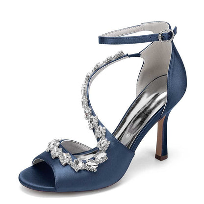 Crystal Cross Strap Sandals Prom Heels Hand-Made Wedding Shoes Dress Heels