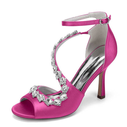 Crystal Cross Strap Sandals Prom Heels Hand-Made Wedding Shoes Dress Heels