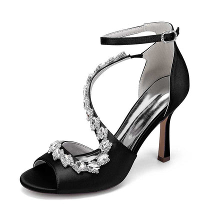 Crystal Cross Strap Sandals Prom Heels Hand-Made Wedding Shoes Dress Heels