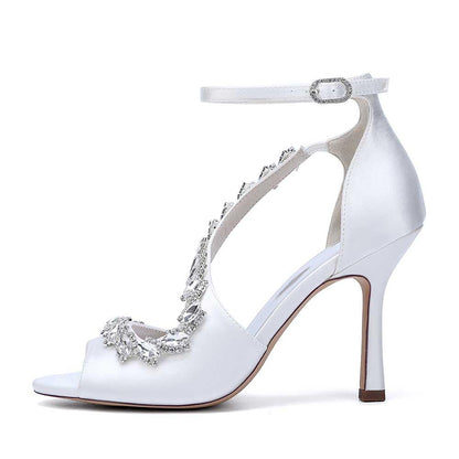 Crystal Cross Strap Sandals Prom Heels Hand-Made Wedding Shoes Dress Heels